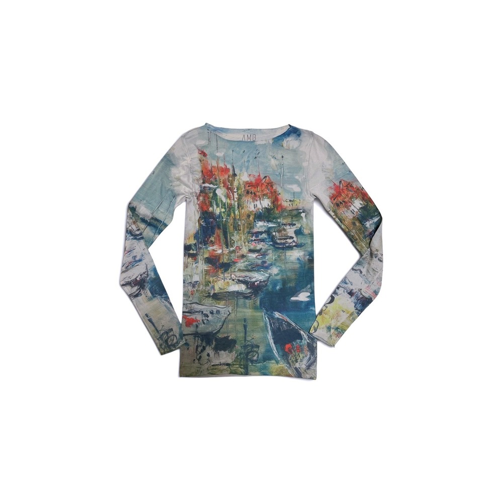 AMB Enigma Nudi Second Skin Impressionist Harbor Sailboat   Top One Size